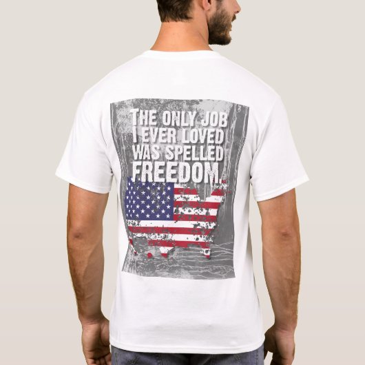 Einfaches dunkles T-Shirt – Freedom Job (Rückseite)