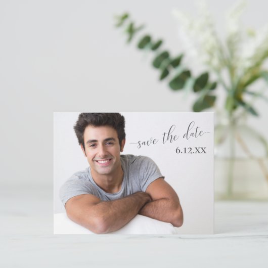 Einfaches dunkles Text-Save the Date-Abschluss Postkarte (Stehend Vorderseite)