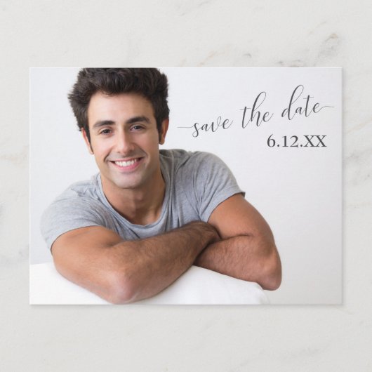 Einfaches dunkles Text-Save the Date-Abschluss Postkarte (Vorderseite)