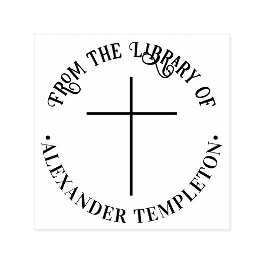 Einfaches dünnes Kreuz „Aus der Bibliothek von“ Bu Permastempel (Design)