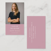 Einfaches Dusky Pink Berufliches Foto Visitenkarte (Vorne/Hinten)