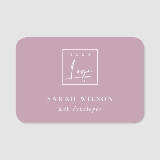 Einfaches Duskyrosa Logo für Werbeaktionen Namensschild (Vorderseite)