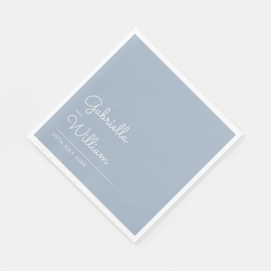 Einfaches Dusty Blau und weißes Skript Serviette (Ecke)