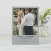 Einfaches Dusty Blue Gray Foto Frame Handfastinv Einladung (Stehend Vorderseite)