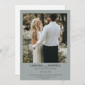 Einfaches Dusty Blue Gray Foto Frame Handfastinv Einladung (Vorne/Hinten)