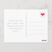 Einfaches Dusty Blue mit Herzen Vielen Dank Postkarte (Rückseite)