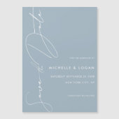 Einfaches Dusty Blue Modern Script Save the Date Magneteinladung (Vorderseite)