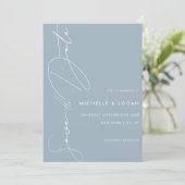 Einfaches Dusty Blue Modern Script Wedding Save The Date (Stehend Vorderseite)