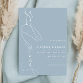 Einfaches Dusty Blue Modern Script Wedding Save The Date