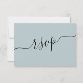 Einfaches Dusty Blue QR Code Wedding RSVP Karte (Vorderseite)