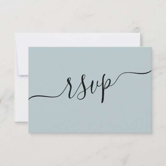 Einfaches Dusty Blue QR Code Wedding RSVP Karte (Vorderseite)