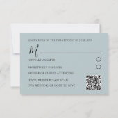 Einfaches Dusty Blue QR Code Wedding RSVP Karte (Rückseite)