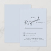 Einfaches Dusty Blue Wedding RSVP Dinner & Dancing Karte (Vorne/Hinten)