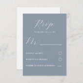 Einfaches Dusty Blue & White UAWG Wedding RSVP Karte (Vorne/Hinten)