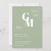 Einfaches Dusty Green Modern Minimal Wedding QR Co Einladung (Vorderseite)