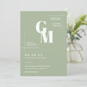 Einfaches Dusty Green Modern Minimal Wedding QR Co Einladung (Stehend Vorderseite)