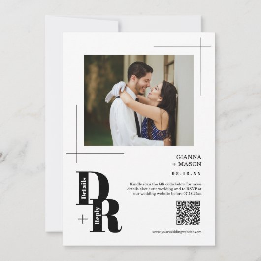Einfaches Dusty Green Modern Minimal Wedding QR Co Einladung (Rückseite)