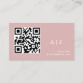 Einfaches Dusty Pink-Hochzeitstil-Website Qr-Code Begleitkarte (Rückseite)