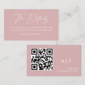 Einfaches Dusty Pink-Hochzeitstil-Website Qr-Code Begleitkarte (Vorne/Hinten)
