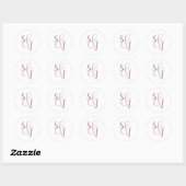 Einfaches Dusty Pink Monogram Wedding Umschlag Auf Runder Aufkleber (Blatt)