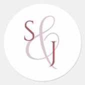 Einfaches Dusty Pink Monogram Wedding Umschlag Auf Runder Aufkleber (Vorderseite)