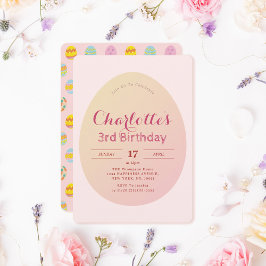 Einfaches Ei-Muster Weichrosa Kindergeburtstag Einladung