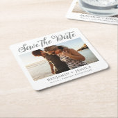 Einfaches Ein-Foto-Hochzeit speichern Sie das Datu Rechteckiger Pappuntersetzer (angewinkelt)