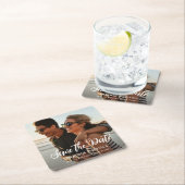 Einfaches Ein-Foto-Hochzeit speichern Sie das Datu Rechteckiger Pappuntersetzer (Vor Ort)