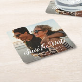 Einfaches Ein-Foto-Hochzeit speichern Sie das Datu Rechteckiger Pappuntersetzer (angewinkelt)