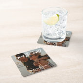 Einfaches Ein-Foto-Hochzeit speichern Sie das Datu Rechteckiger Pappuntersetzer (Vor Ort)