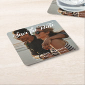 Einfaches Ein-Foto-Hochzeit speichern Sie das Datu Rechteckiger Pappuntersetzer (angewinkelt)