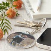 Einfaches Ein Foto Moderne Liebe Skript Herzjuwele Schlüsselanhänger (Vorderseite rechts)