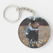 Einfaches Ein Foto Moderne Liebe Skript Herzjuwele Schlüsselanhänger (Vorderseite)