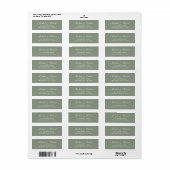 Einfaches einfaches Olive Green Address Label (Vorne)