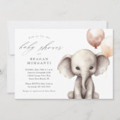 Einfaches Elefant mit Balloons-Neutral-Baby-Dusche Einladung (Vorderseite)