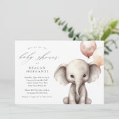 Einfaches Elefant mit Balloons-Neutral-Baby-Dusche Einladung (Stehend Vorderseite)