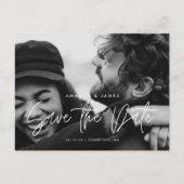Einfaches Elegance Budget Script-Foto Save the Dat Postkarte (Vorderseite)