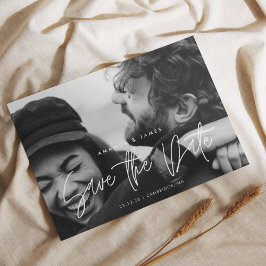 Einfaches Elegance Budget Script-Foto Save the Dat Postkarte