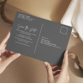 Einfaches Elegance Budget Script-Foto Save the Dat Postkarte