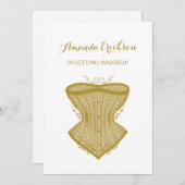 Einfaches Elegance Gold Corset Lingerie Brautparty Einladung (Vorne/Hinten)
