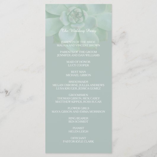 Einfaches Elegance-Hochzeitsprogramm Programm (Rückseite)
