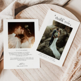 Einfaches Elegance Wedding Foto Dankeskarte