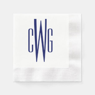 Einfaches Elegant 3 Initial Letter Monogram #4 Bla Serviette