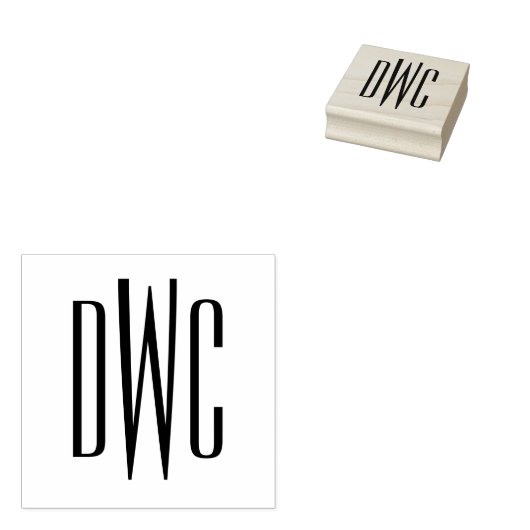 Einfaches Elegant 3 Initial Letter Monogram #8 Emb Gummistempel (Stempel)