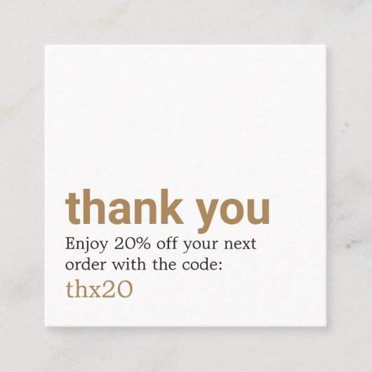 Einfaches Elegant Dankeschön Kartencoupon Rabattkarte (Vorderseite)