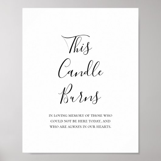 Einfaches Elegant dieses Candle Burns Wedding Sign Poster (Vorne)