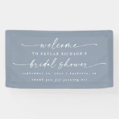 Einfaches Elegant Dusty Blue Brautparty Willkommen Banner (Horizontal)