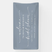 Einfaches Elegant Dusty Blue Brautparty Willkommen Banner (Vertikal)
