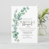 Einfaches Elegant Eukalyptus Grünes Brautparty Einladung (Stehend Vorderseite)