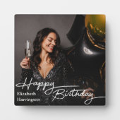 Einfaches Elegant Happy Birthday Foto Fotoplatte (Vorderseite)
